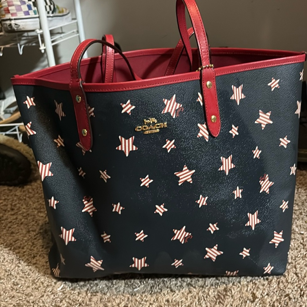 COACH Reverisble City Tote Americana Flag USA Stars